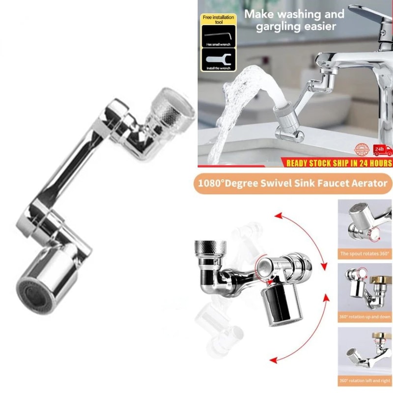 SmartFlow 1080 Rotating Faucet Extender DualMode Kitchen Bathroom Sprayer 1