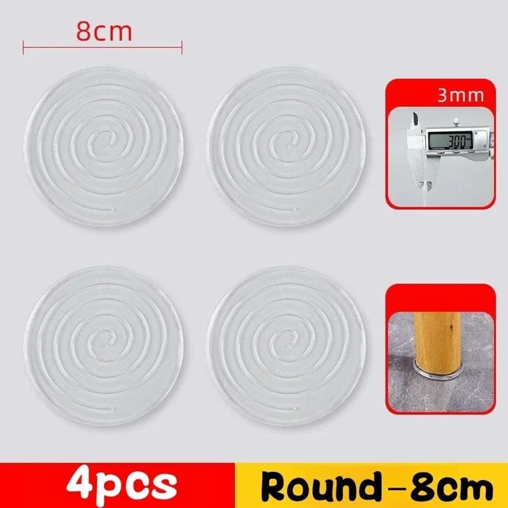 Transparent Silicone NonSlip Furniture Pad Set 4Pack AntiSlip AntiVibration Floor Protectors 8