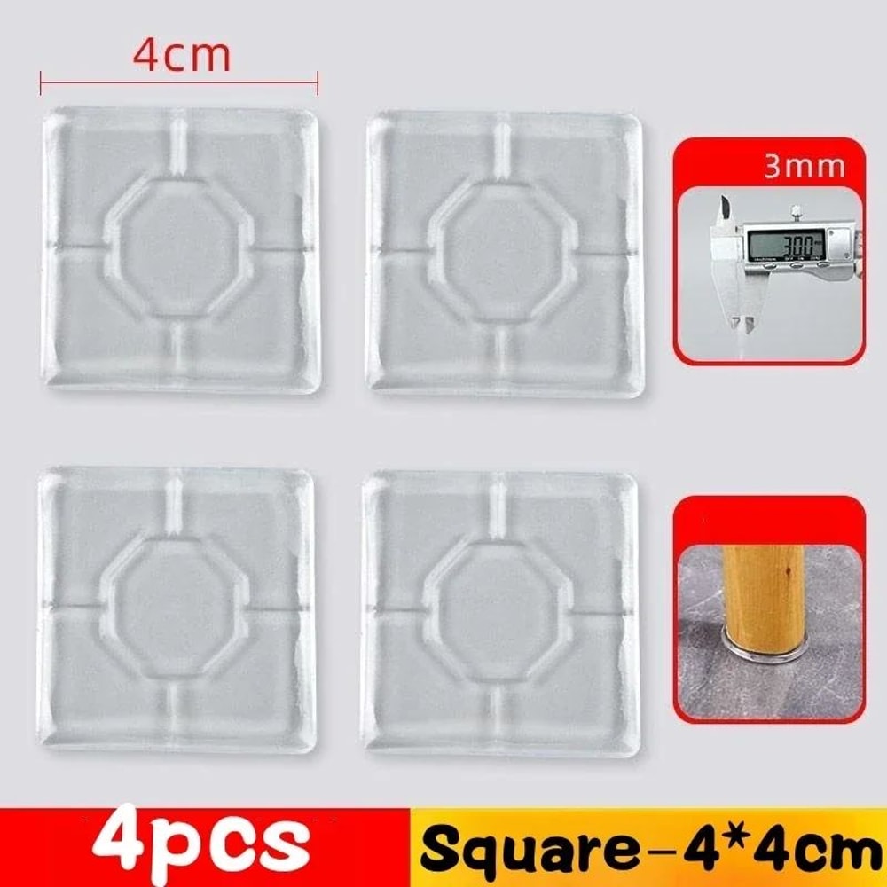 Transparent Silicone NonSlip Furniture Pad Set 4Pack AntiSlip AntiVibration Floor Protectors 9