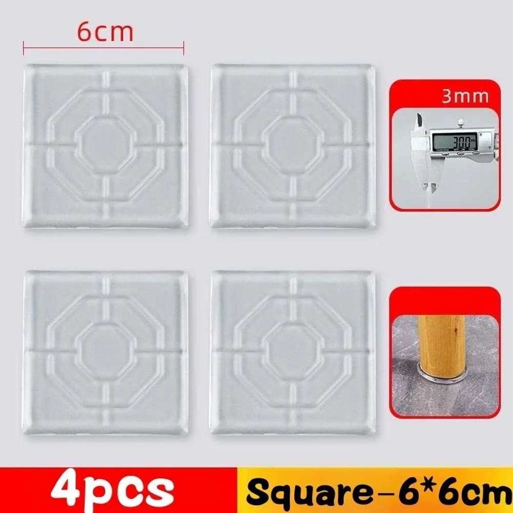 Transparent Silicone NonSlip Furniture Pad Set 4Pack AntiSlip AntiVibration Floor Protectors 10