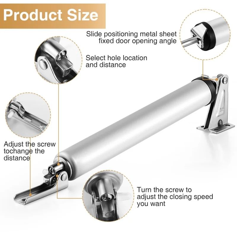 SoftClose Automatic Door Closer 35 Kg Pneumatic Adjustable Door Stop Hardware 2
