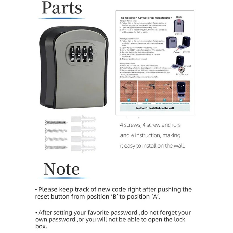 Smart WallMounted Code Key Safe Outdoor Resettable Password Lock Box For Spare Keys 4