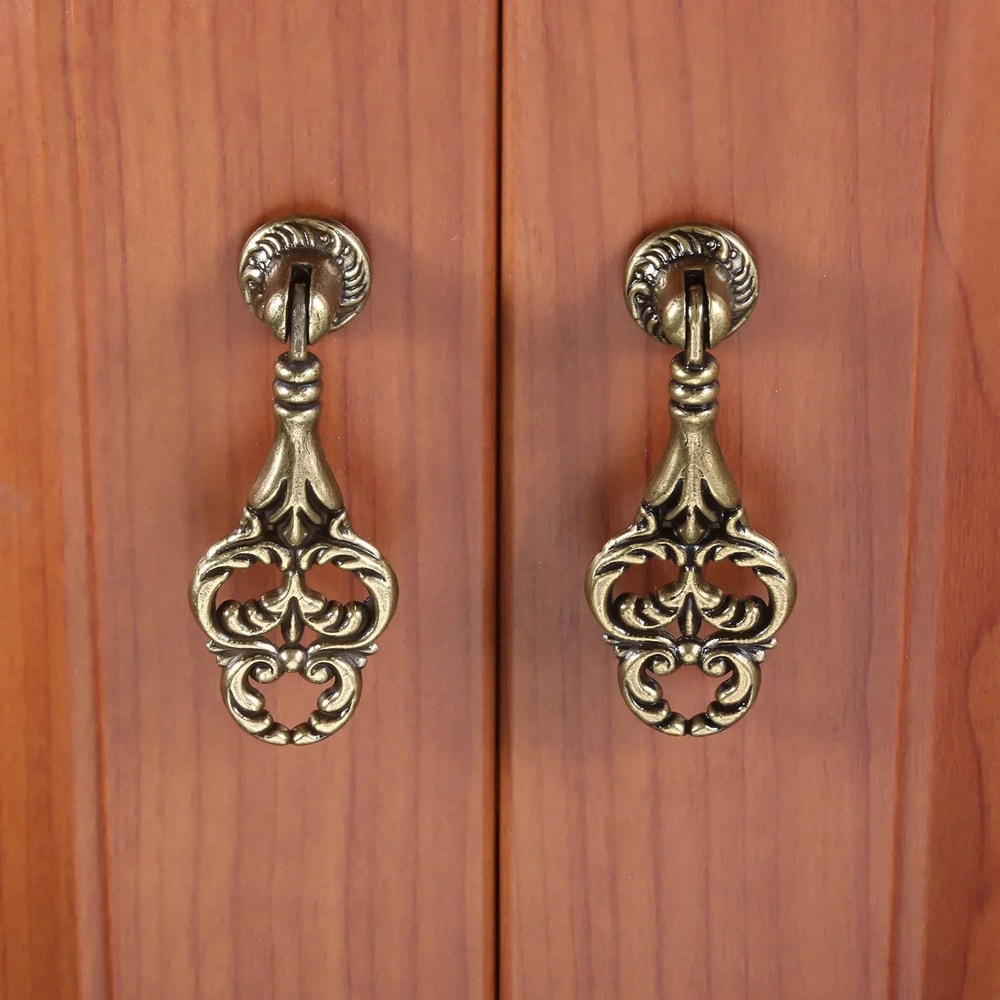 VintageDrop Antique Brass DropRing Drawer Pull Classic Retro Cabinet Knob Handle For Dressers Cup 0