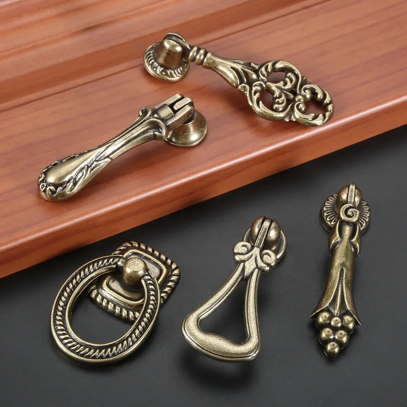 VintageDrop Antique Brass DropRing Drawer Pull Classic Retro Cabinet Knob Handle For Dressers Cup 1