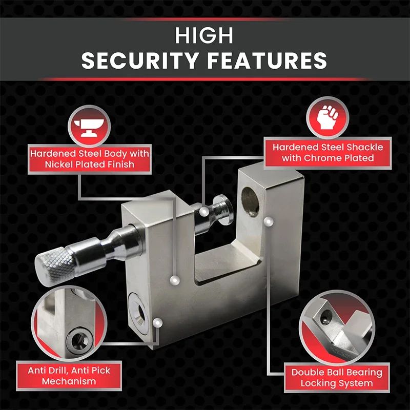 HeavyDuty DShackle Security Padlock 3Key High Security Lock For Garage Gate Container 3