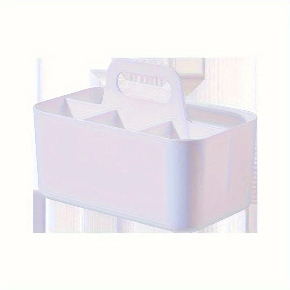 Compact 5Compartment Portable Desk Organizer Plastic Storage Basket With Handle 6