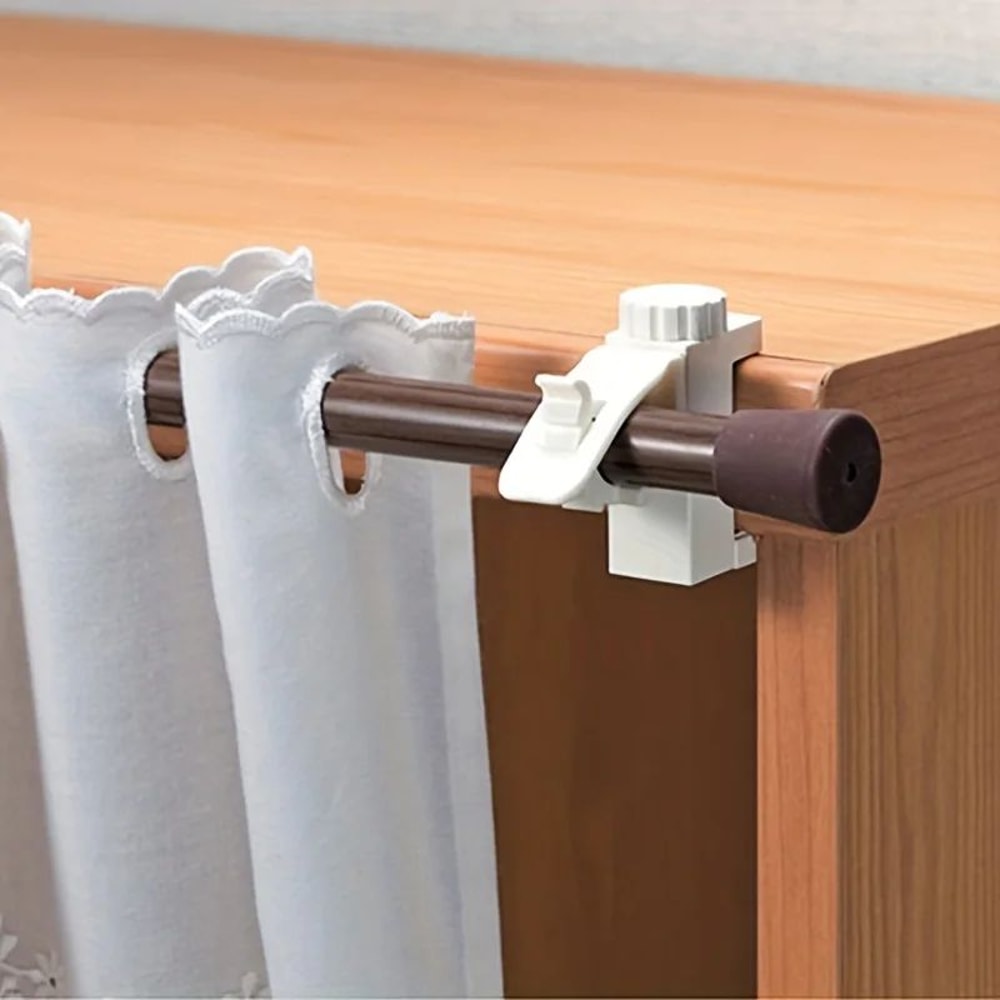 SpaceSaving NoDrill Curtain Rod Bracket Set 0