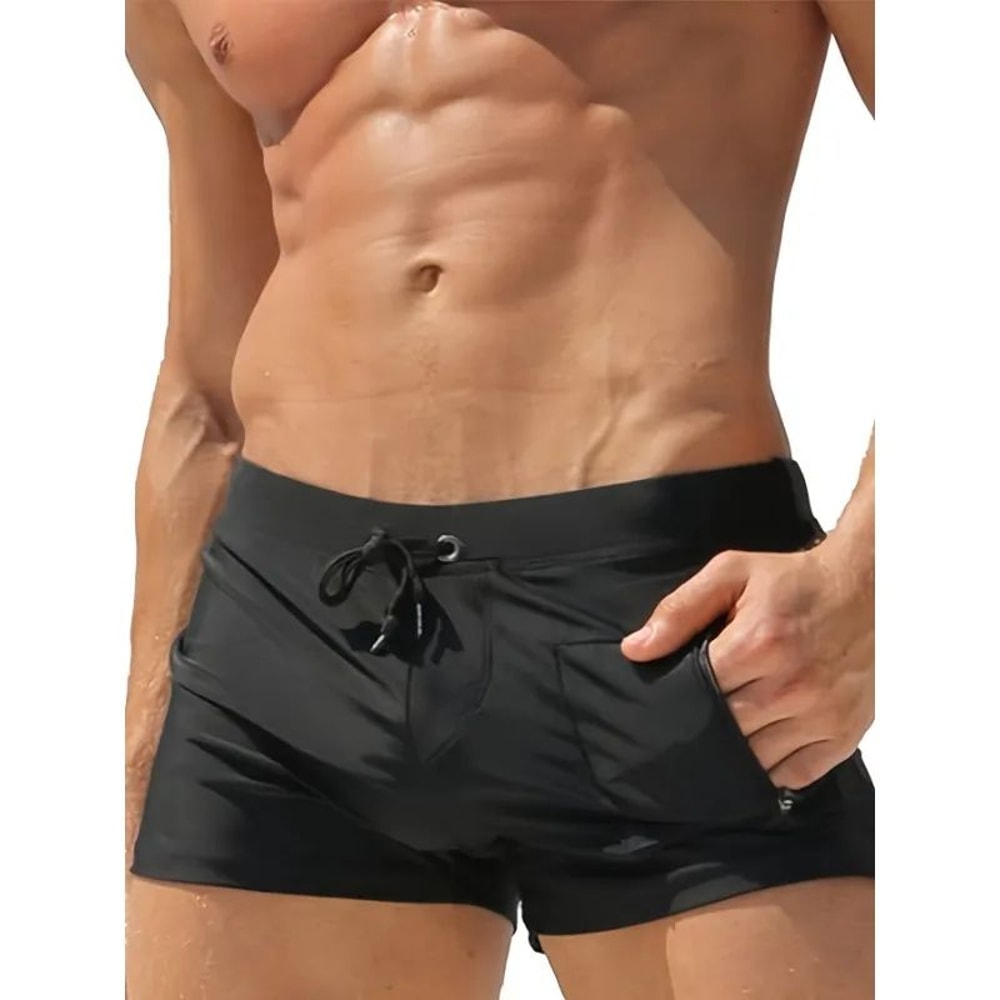 Performance QuickDry Mens Swim Trunks Lightweight Beach Shorts With Zipper Pocket Drawstring Wais