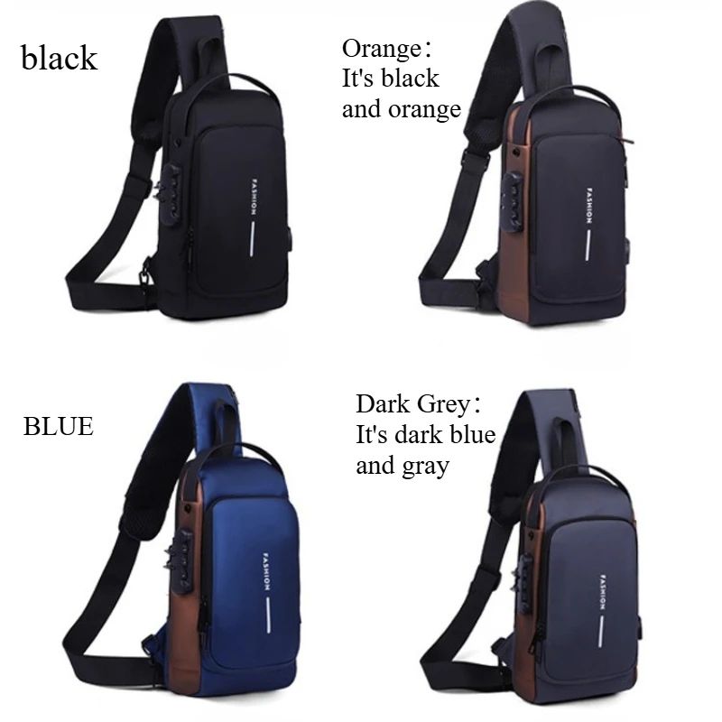 CompactSecure Mens AntiTheft Chest Bag Durable Oxford Crossbody Sling For Travel Motorcycle Use 1