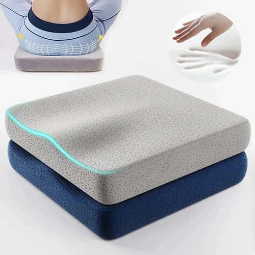 ComfortTail Ergonomic Memory Foam Office Cushion - Tailbone & Hemorrhoid Relief Seat Pad