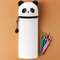 Cute Panda Silicone Pencil Case 2in1 Soft Pen Holder Zippered Pencil Pouch 0