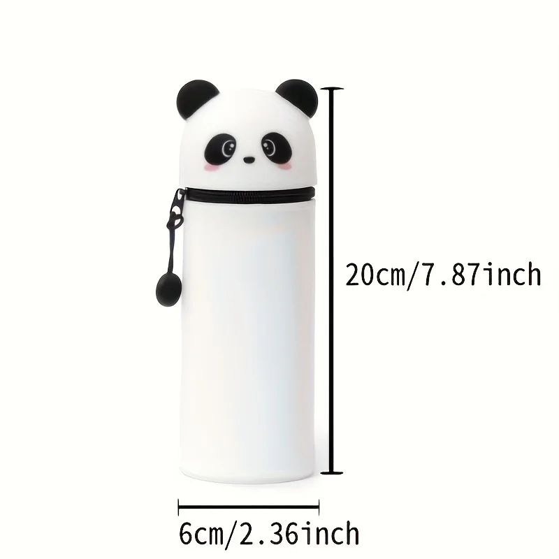 Cute Panda Silicone Pencil Case 2in1 Soft Pen Holder Zippered Pencil Pouch 2