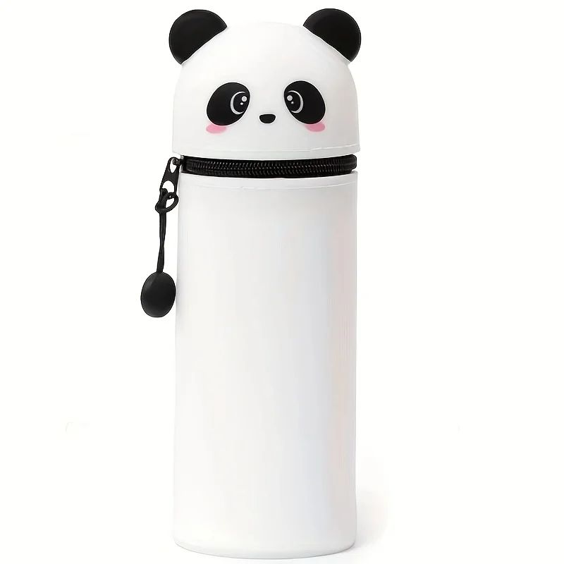 Cute Panda Silicone Pencil Case 2in1 Soft Pen Holder Zippered Pencil Pouch 5