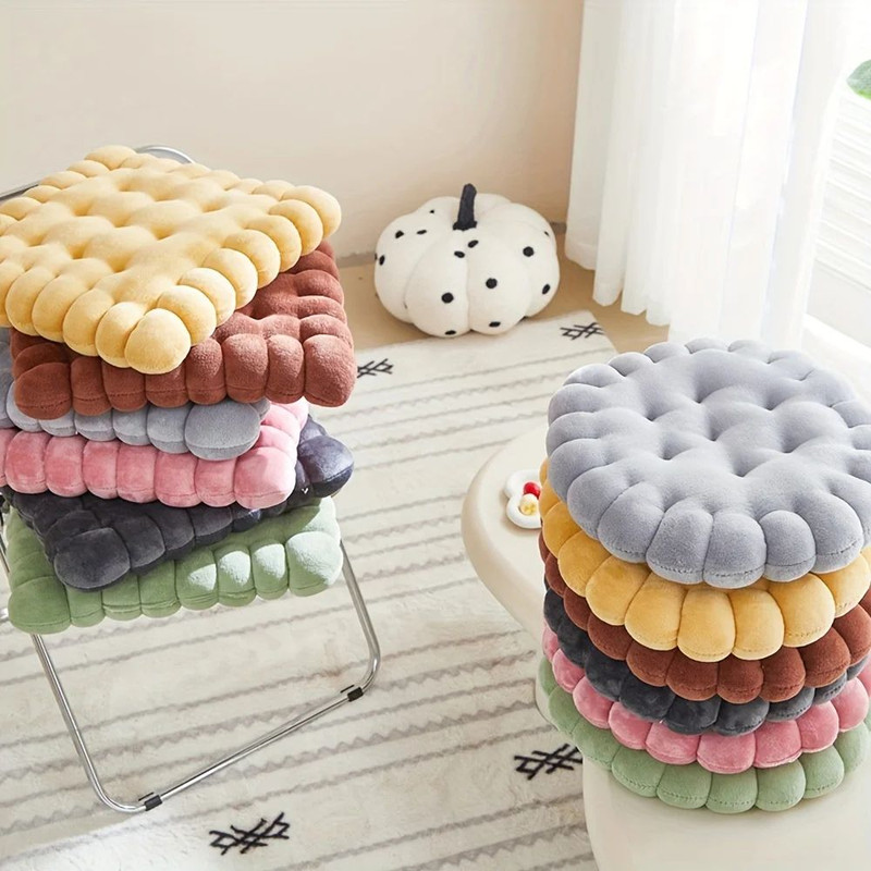 Cozy Biscuit Plush Cushion Chair Pad Soft CookieStyle Tatami Back Pillow For Decor Comfort 5