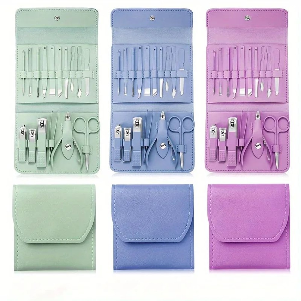 Premium 16Piece Professional Manicure Set With Precision Cuticle Nippers And Leather Travel Case 4