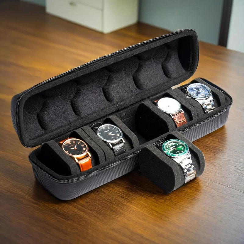 Deluxe 5Slot Hard Shell Watch Organizer Case Travel Storage Smartwatch Box 0