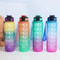LargeCapacity Gradient 1000 Ml Sports Water Bottle With Straw Time Marker 0