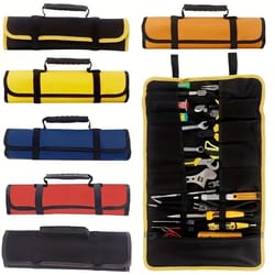 compact 22-pocket canvas wrench roll – portable tool roll bag for hand tools