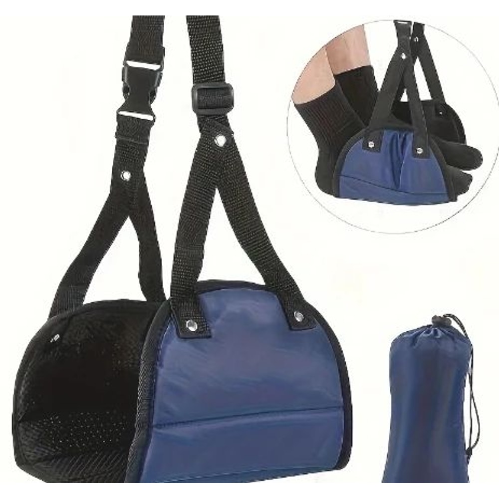 Adjustable Travel Foot Hammock For Airplane Office Comfort 8