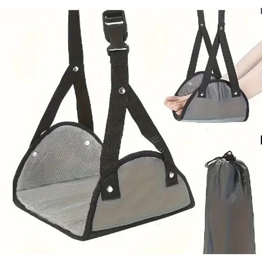 Adjustable Travel Foot Hammock For Airplane Office Comfort 6