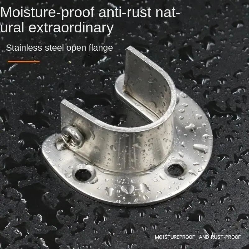 Stainless Steel Flange Rod Support Bracket For Wardrobe Curtain Tubes 4