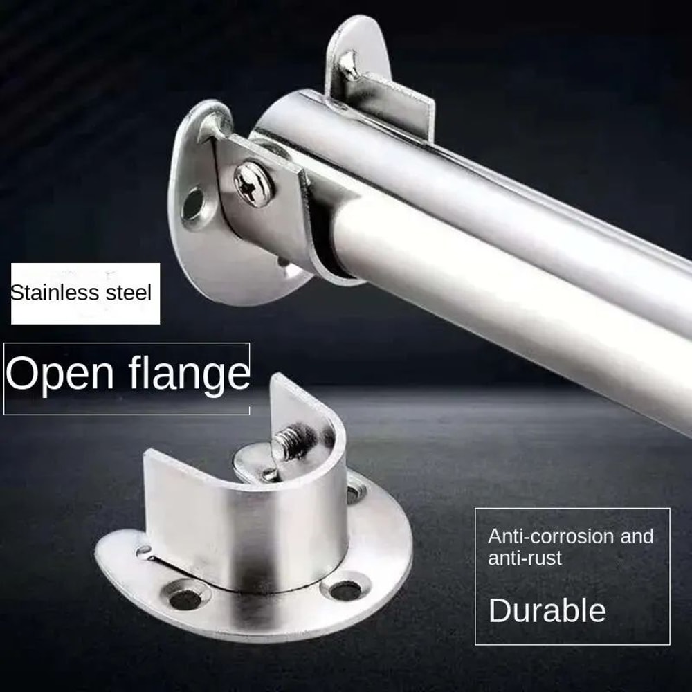Stainless Steel Flange Rod Support Bracket For Wardrobe Curtain Tubes 5