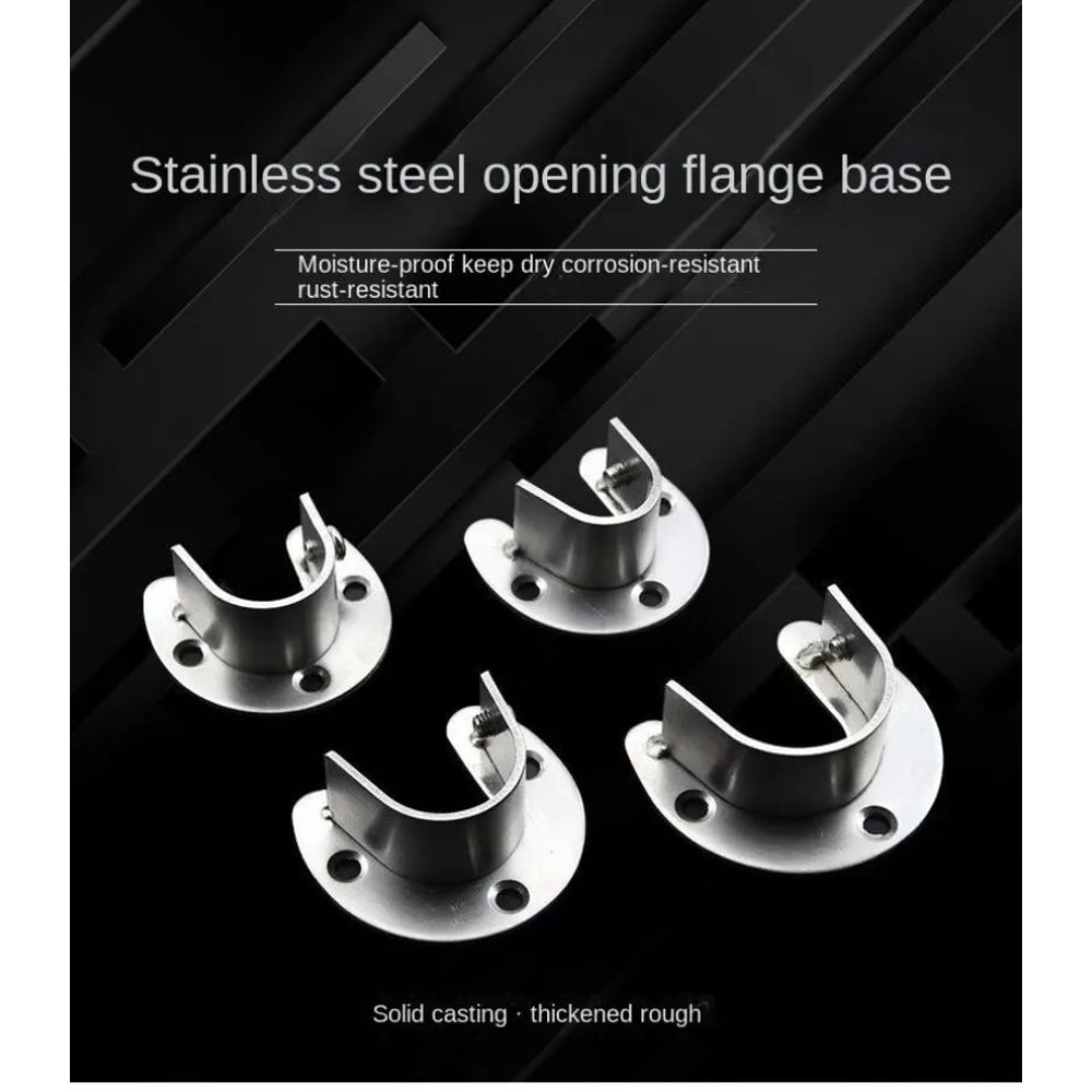 Stainless Steel Flange Rod Support Bracket For Wardrobe Curtain Tubes 6