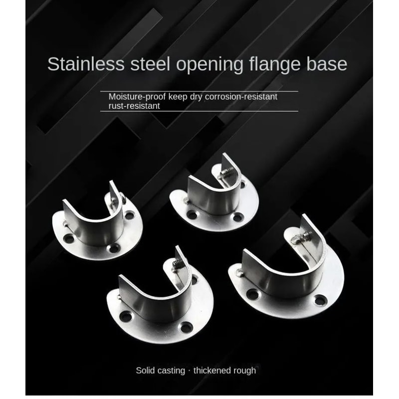 Stainless Steel Flange Rod Support Bracket For Wardrobe Curtain Tubes 6