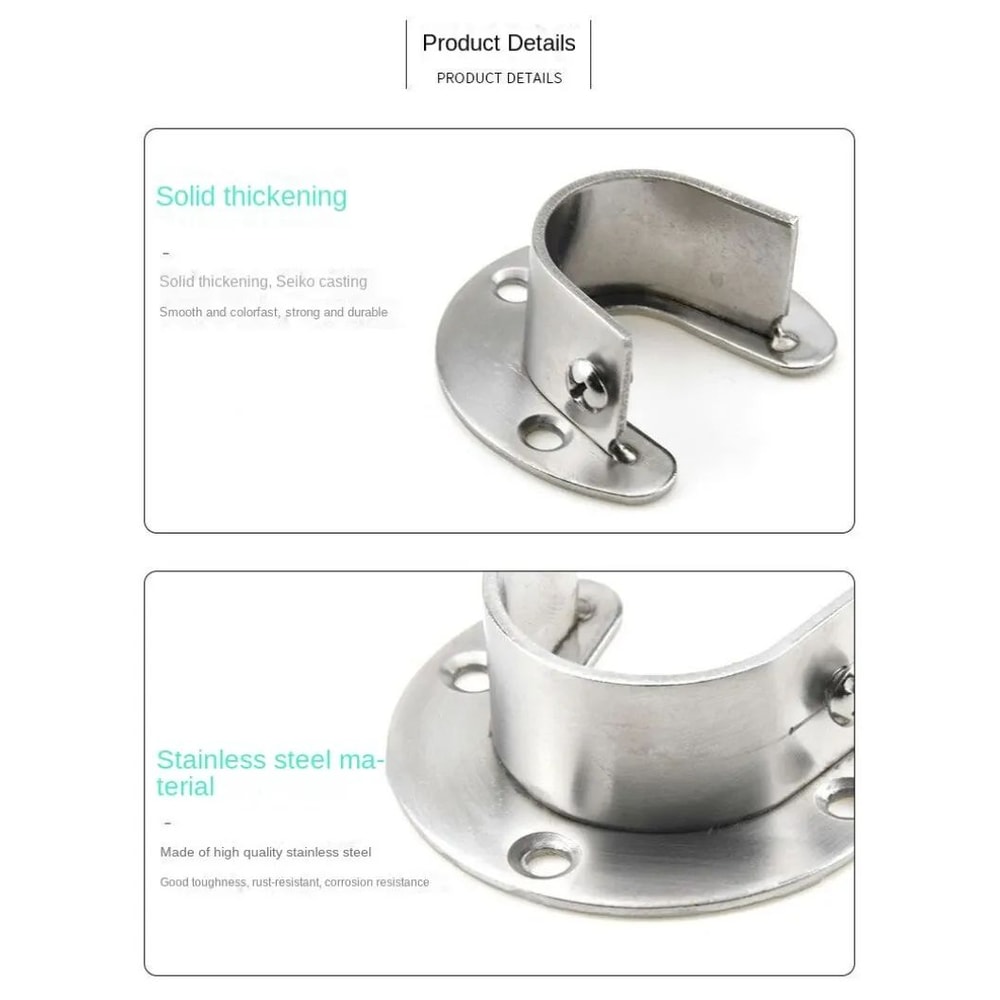Stainless Steel Flange Rod Support Bracket For Wardrobe Curtain Tubes 7