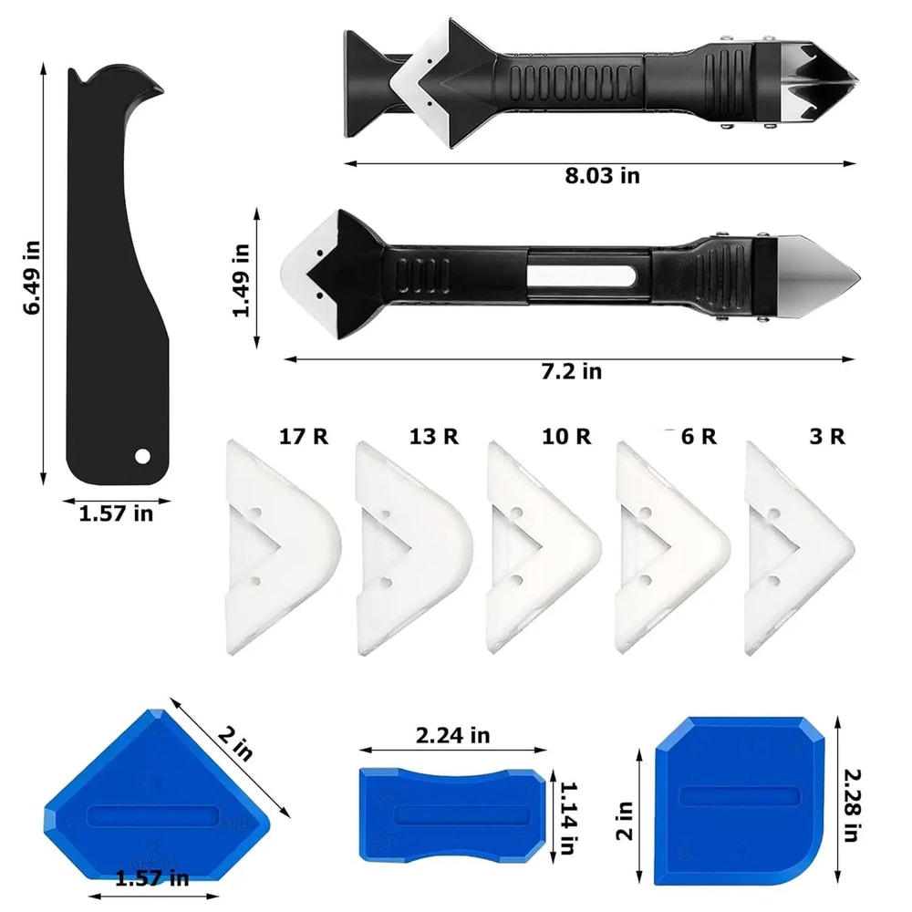 Professional 9Piece Silicone Caulk Nozzle Applicator Sealer Tool Kit Complete Caulking Finisher S 1
