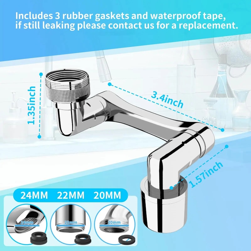 Universal Swivel Faucet Extender 1080 DualMode Rotating Sprayer For Kitchen Bathroom 1