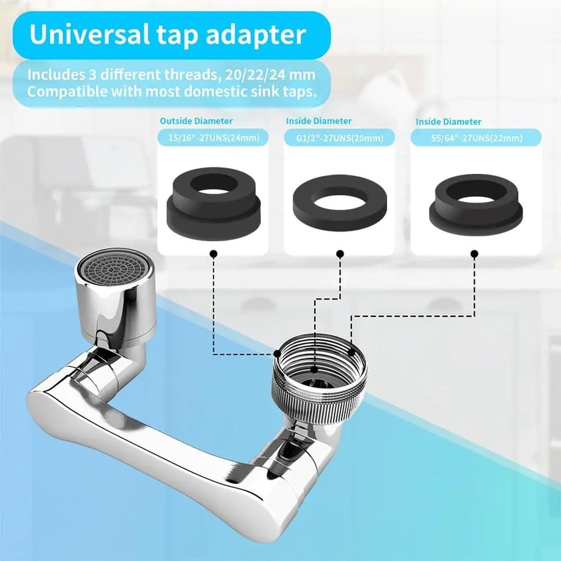 Universal Swivel Faucet Extender 1080 DualMode Rotating Sprayer For Kitchen Bathroom 2