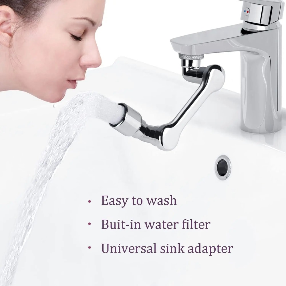 Universal Swivel Faucet Extender 1080 DualMode Rotating Sprayer For Kitchen Bathroom 7