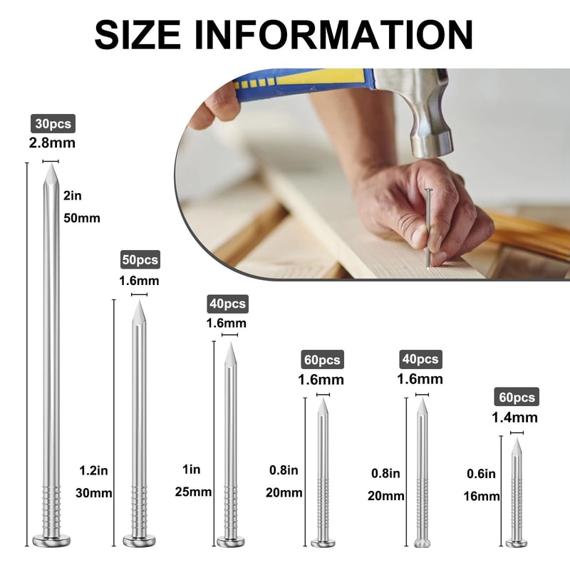 Premium Steel RoundHead Tacks For Jewelry Box Hinges 280Piece Set 4