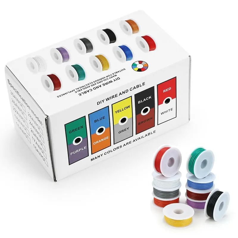 Premium 18 AWG Stranded Copper Wire Set Flexible Tinned Copper Hookup Wire 5Color Kit 164 Ft Per R 1