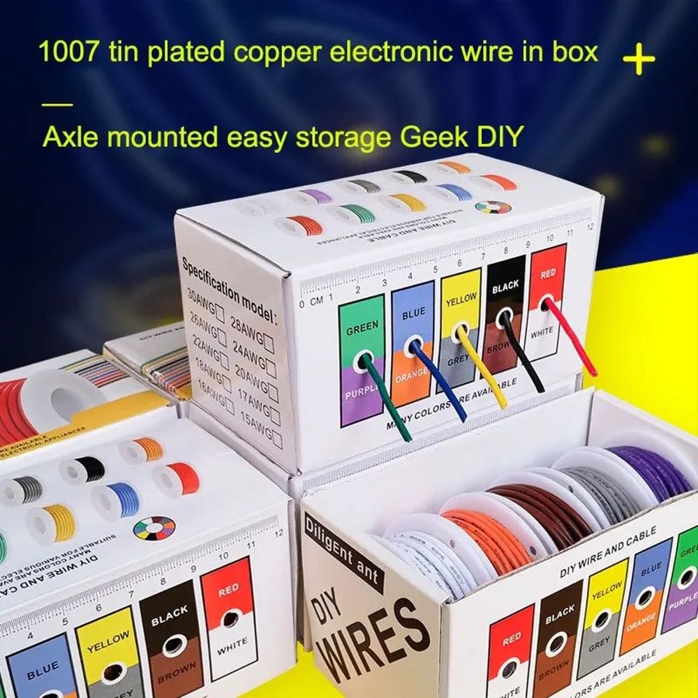 Premium 18 AWG Stranded Copper Wire Set Flexible Tinned Copper Hookup Wire 5Color Kit 164 Ft Per R 2