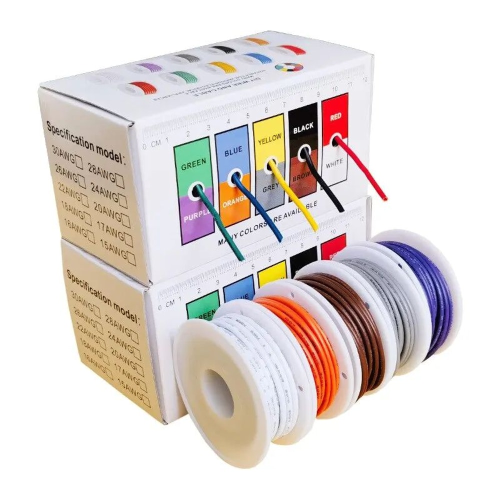 Premium 18 AWG Stranded Copper Wire Set Flexible Tinned Copper Hookup Wire 5Color Kit 164 Ft Per R 5