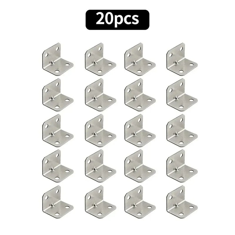 HeavyDuty 20Pack Stainless Steel Furniture Corner Brackets 90 Right Angle Braces For Tables Cabine 6