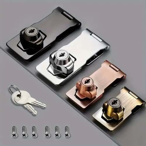 SecureGuard Heavy-Duty Locking Hasp With Keyed Padlock – Cabinet, Shed & Garage Security System