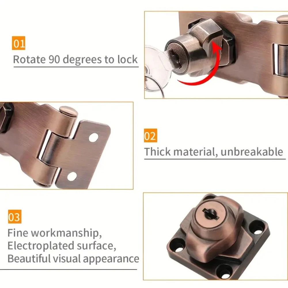 SecureGuard HeavyDuty Locking Hasp With Keyed Padlock Cabinet Shed Garage Security System 1