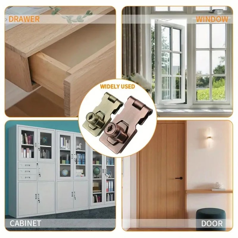 SecureGuard HeavyDuty Locking Hasp With Keyed Padlock Cabinet Shed Garage Security System 2