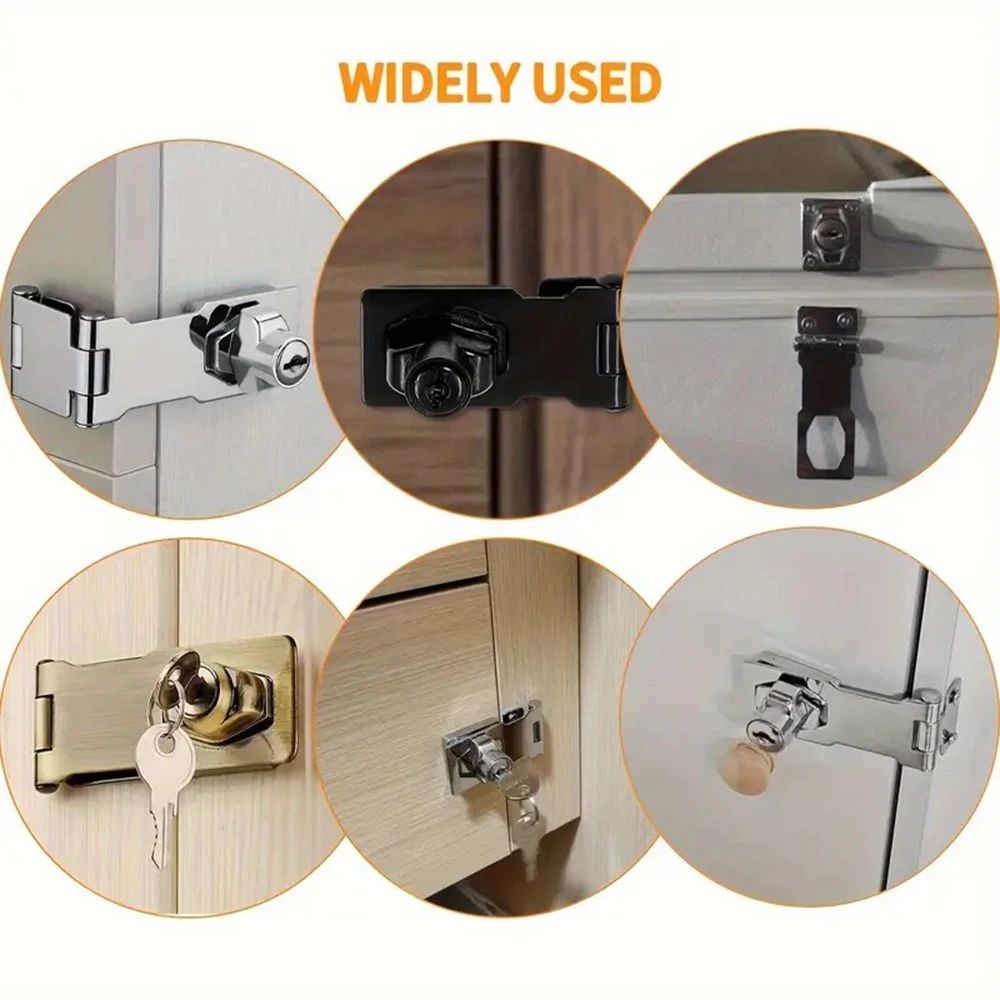 SecureGuard HeavyDuty Locking Hasp With Keyed Padlock Cabinet Shed Garage Security System 4