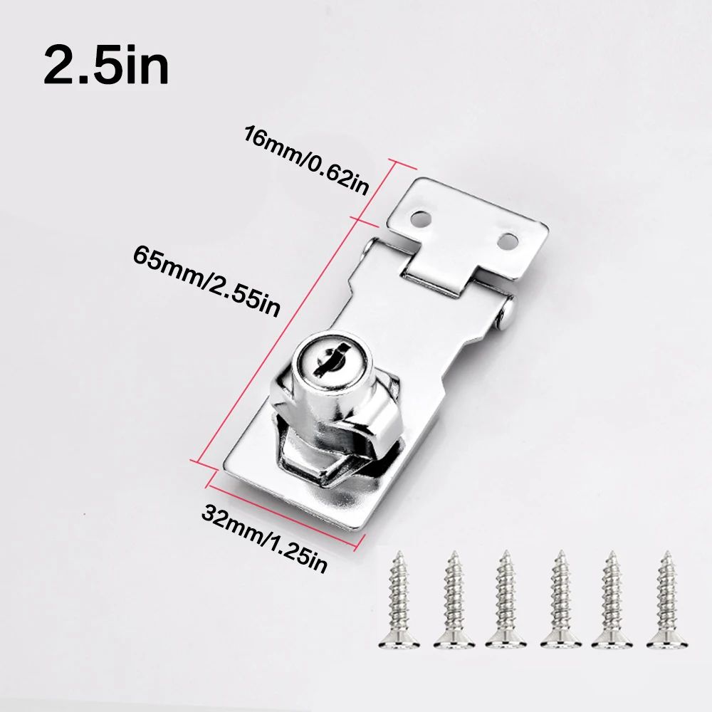 SecureGuard HeavyDuty Locking Hasp With Keyed Padlock Cabinet Shed Garage Security System 6