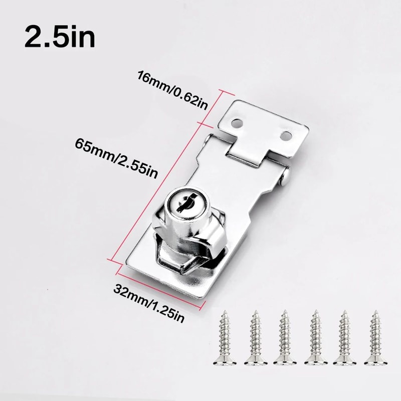 SecureGuard HeavyDuty Locking Hasp With Keyed Padlock Cabinet Shed Garage Security System 6