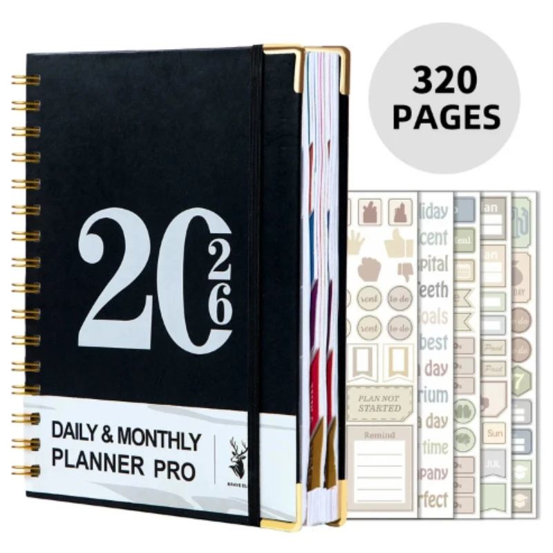 2026 YearRound Planner Organizer 320Page Weekly Monthly Calendar With Stickers 7