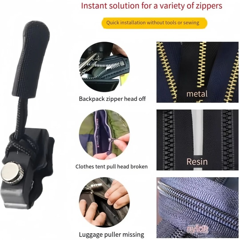 Universal Zipper Replacement Slider QuickInstall Detachable Zipper Head For Jackets Bags Luggage 6