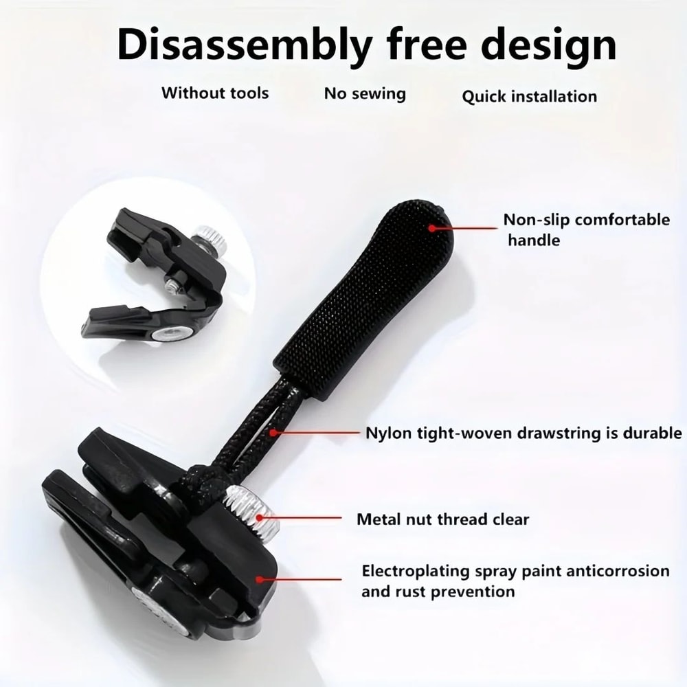 Universal Zipper Replacement Slider QuickInstall Detachable Zipper Head For Jackets Bags Luggage 7