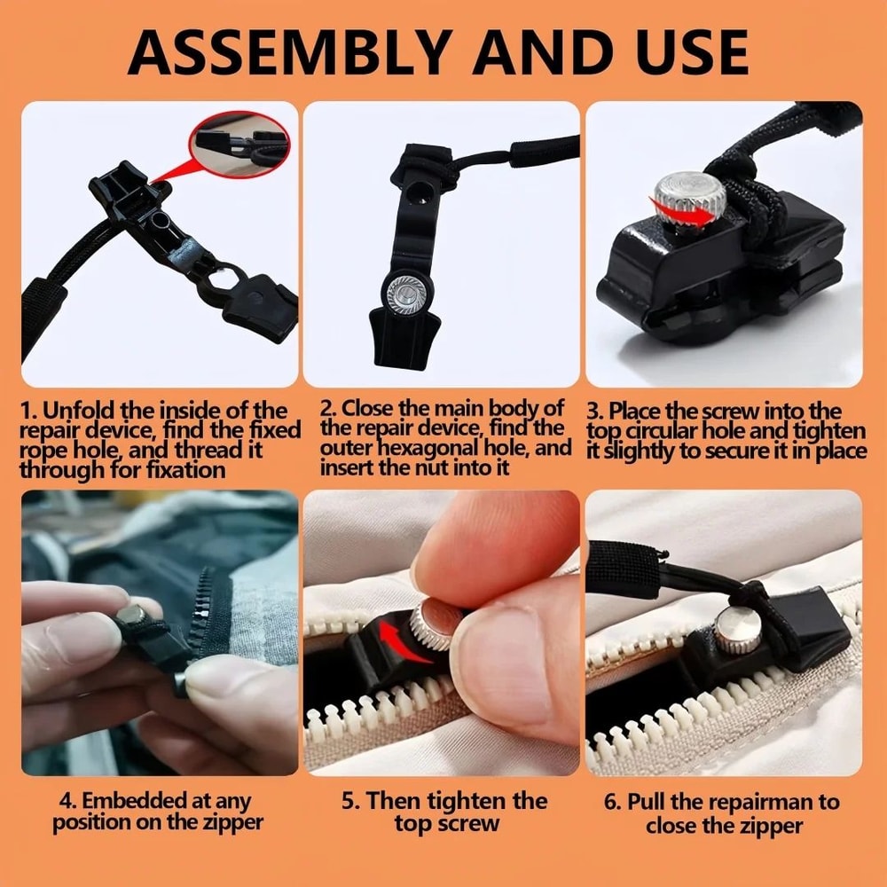 Universal Zipper Replacement Slider QuickInstall Detachable Zipper Head For Jackets Bags Luggage 8
