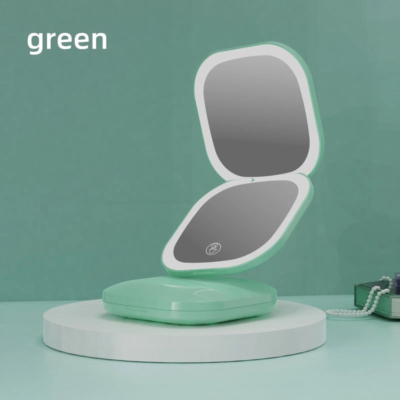 Portable LED Makeup Mirror DoubleSided Adjustable Color 3x Magnification USB Charging 10