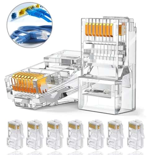 High-Precision Cat5 RJ45 Ethernet Cable Connectors – Gold-Plated Modular Network Plugs (30/50 Pack)